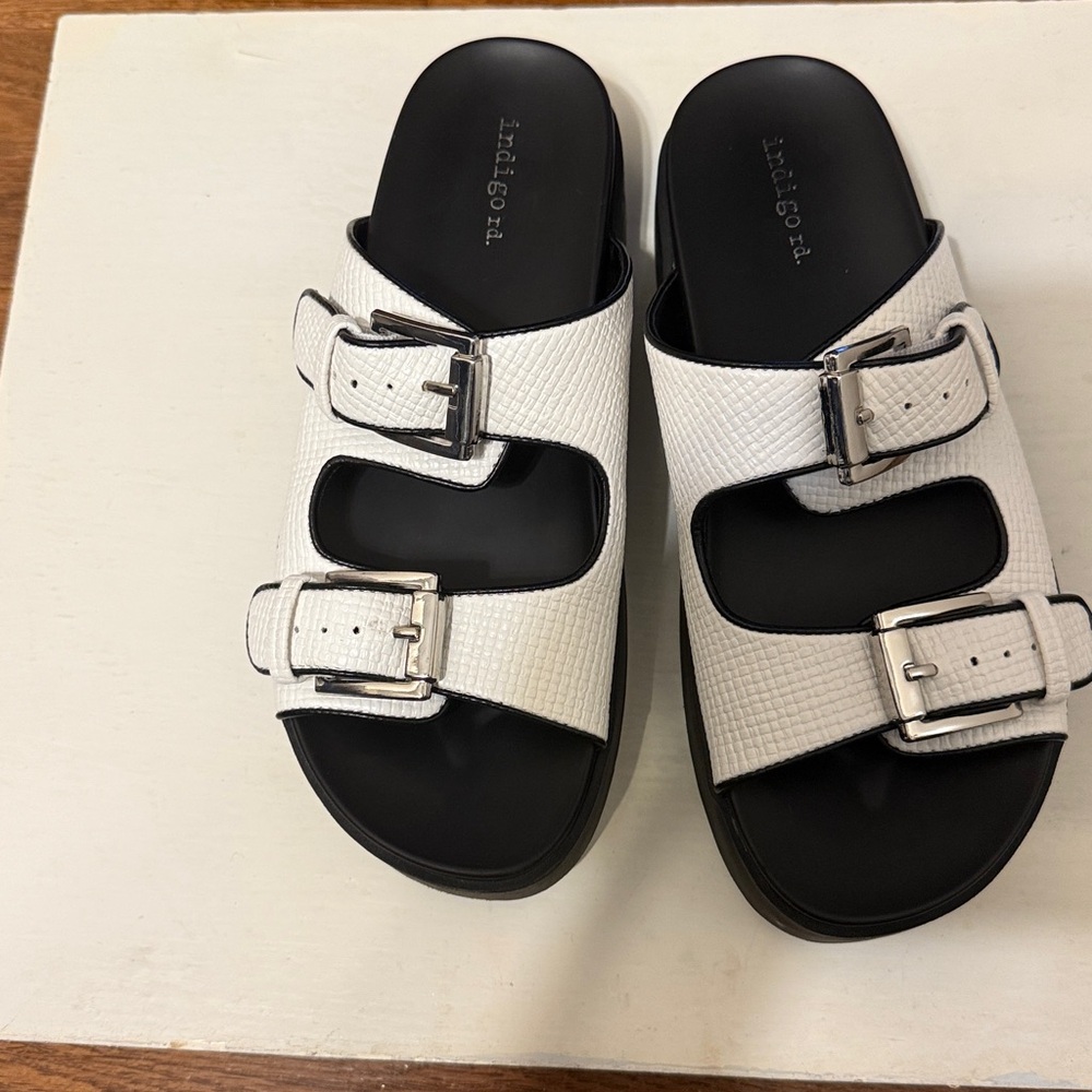 Indigo White and Black Sandals